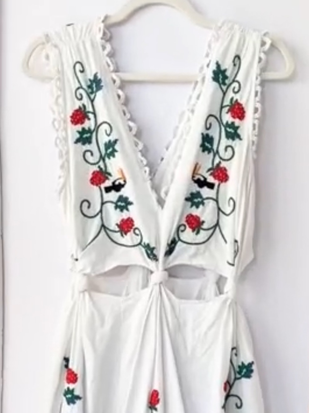 Farm Rio Cross Stitch Toucan Embroidered Midi Dress Linen Blend - Picture 4 of 7